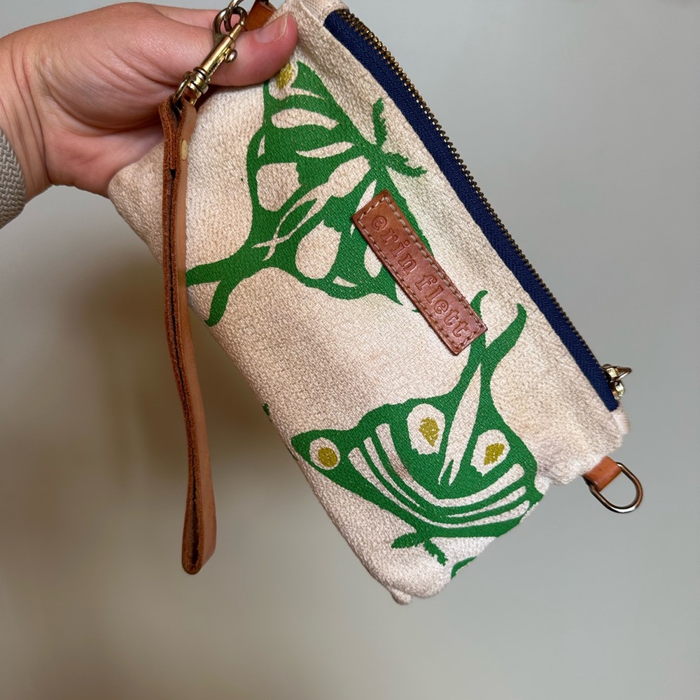 Erin Flett Lunar Moth Green and Tan Wristlet
